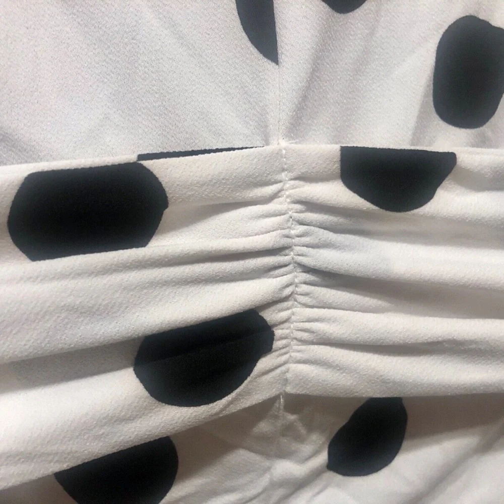 INC Women's White/Black Polka Dot Tie Front Sleeveless Dressy Tank Top Plus 0X - Picture 11 of 11